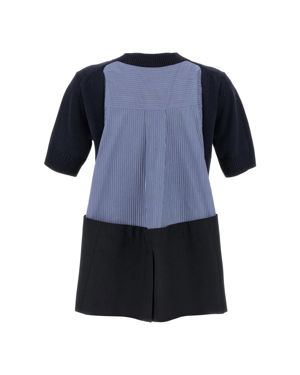 Sacai Blue Round-Neck Knitwear