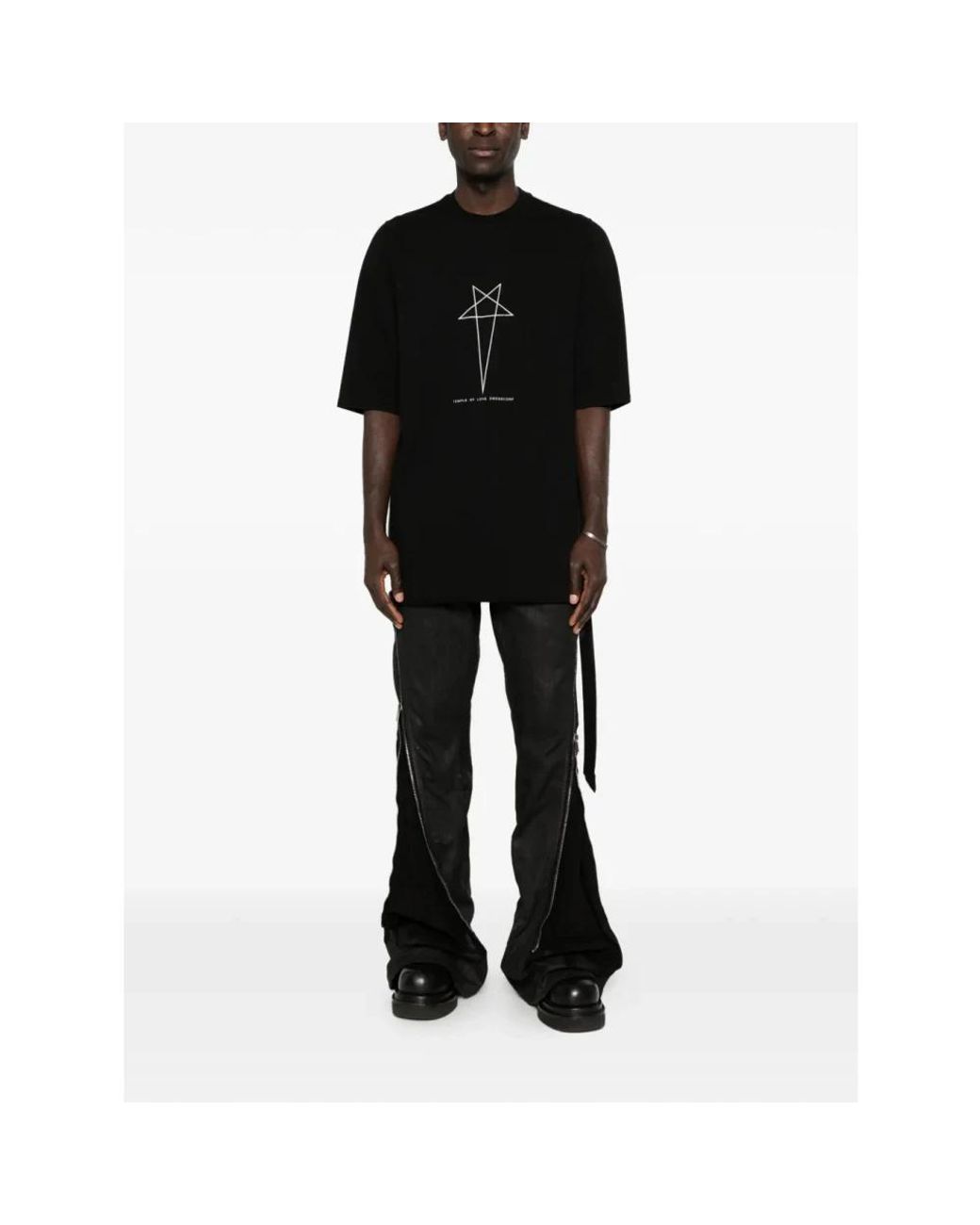 Rick Owens Tops ,Zwart ,Katoen T-Shirt Met Sterrenprint En Ronde Hals in het Black voor heren