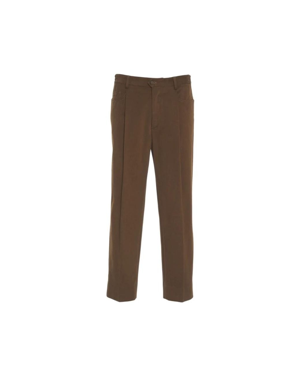 BRIGLIA Brown Straight Trousers for men