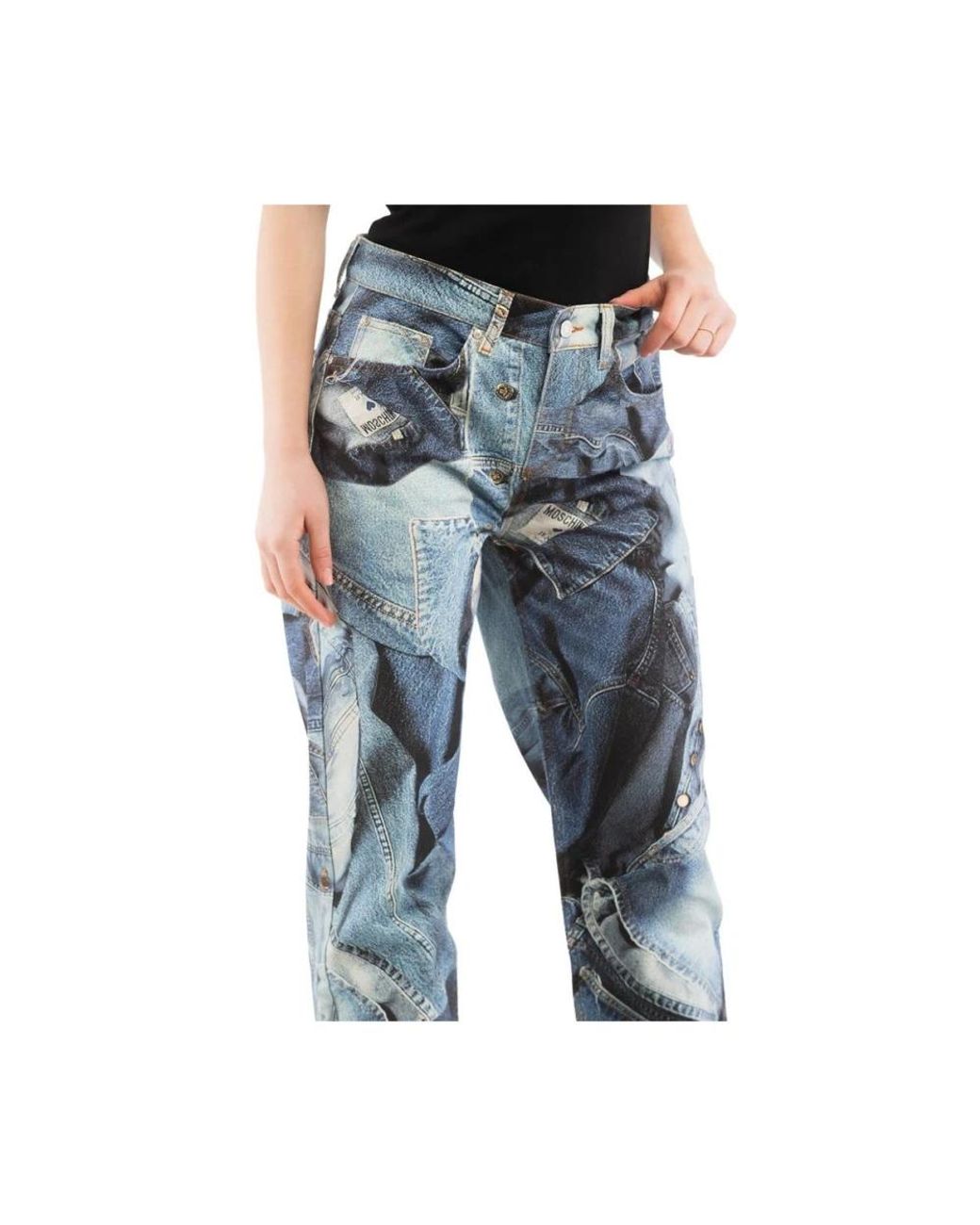 Moschino Blue Multicolor Cotton Jeans Denim