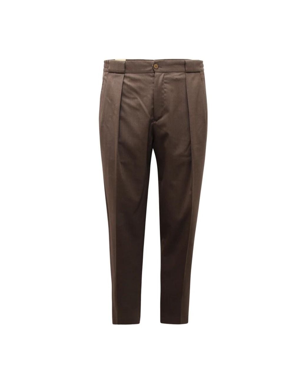 BRIGLIA Brown Slim-Fit Trousers for men