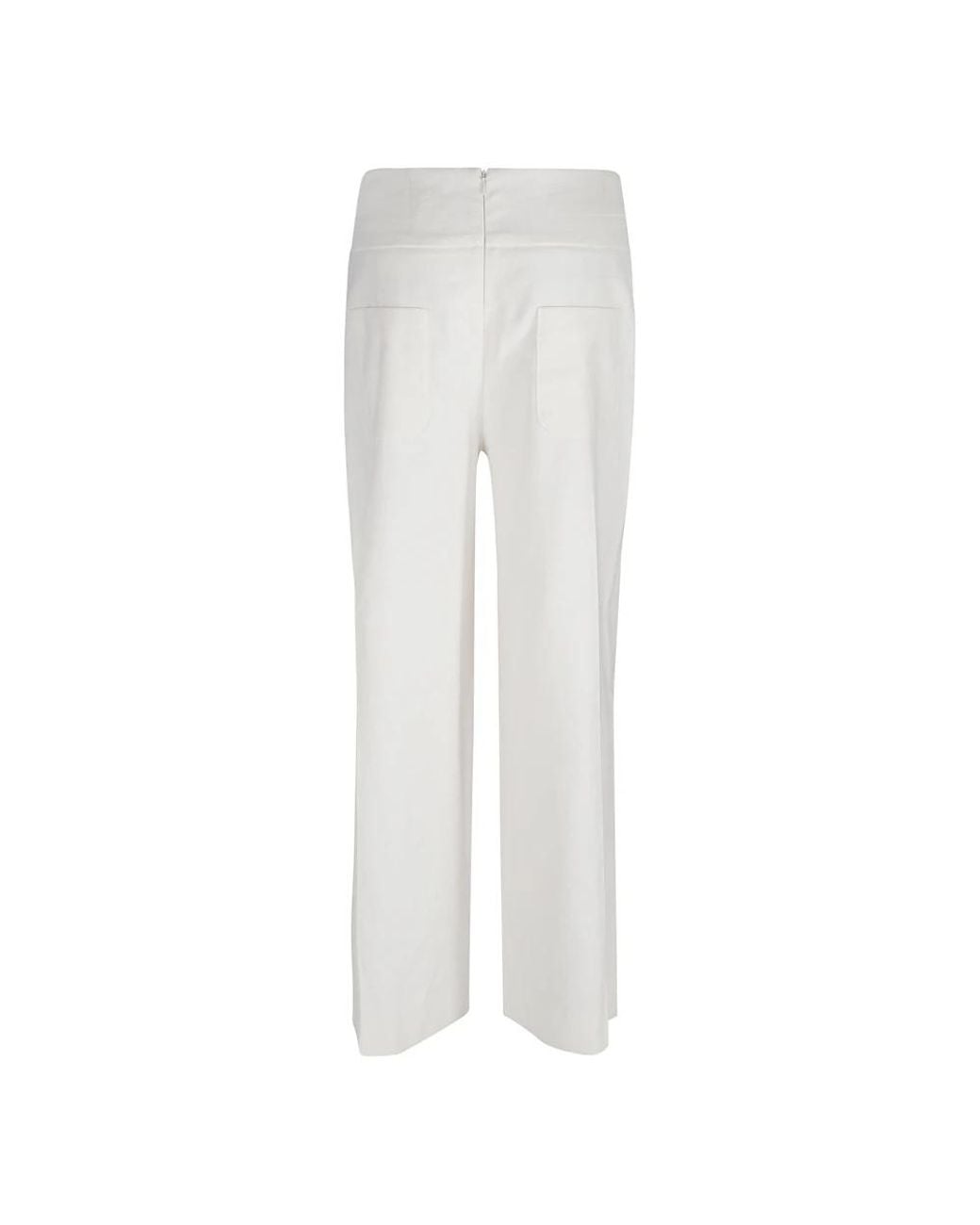 Via Masini 80 White Cropped Trousers