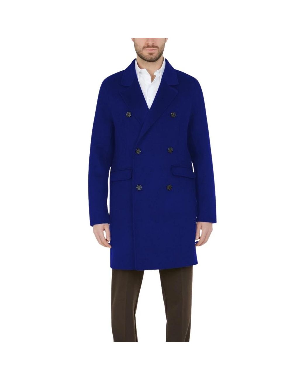 Paolo Pecora Blue Double-Breasted Coats for men