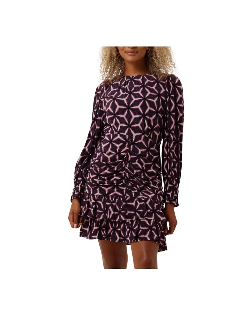 Suncoo Kleedjes ,Veelkleurig ,Polyester Chama Mini Jurk in het Purple