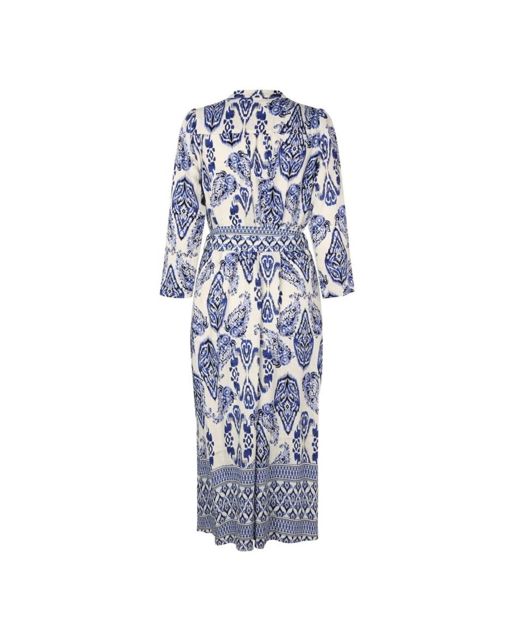 Lolly's Laundry Kleedjes ,Veelkleurig ,Blauwe Maxi Jurk Met 3/4 Mouwen in het Blue