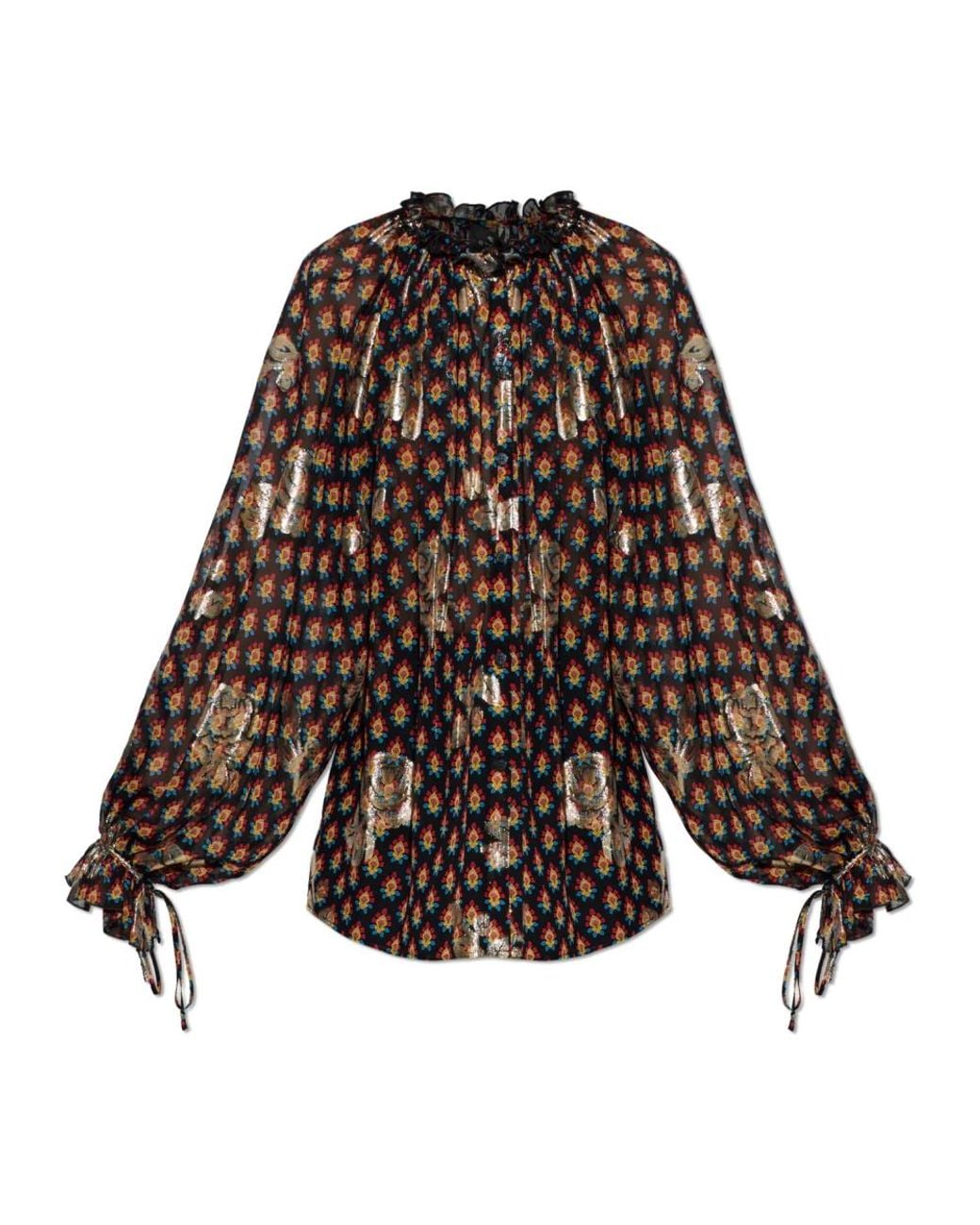 Etro Brown Seidentop Mit Lurexfaden