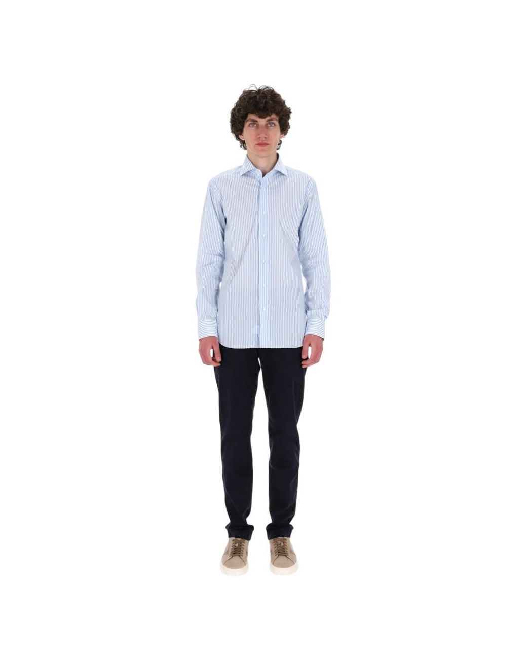 Barba Napoli Blue Casual Shirts for men