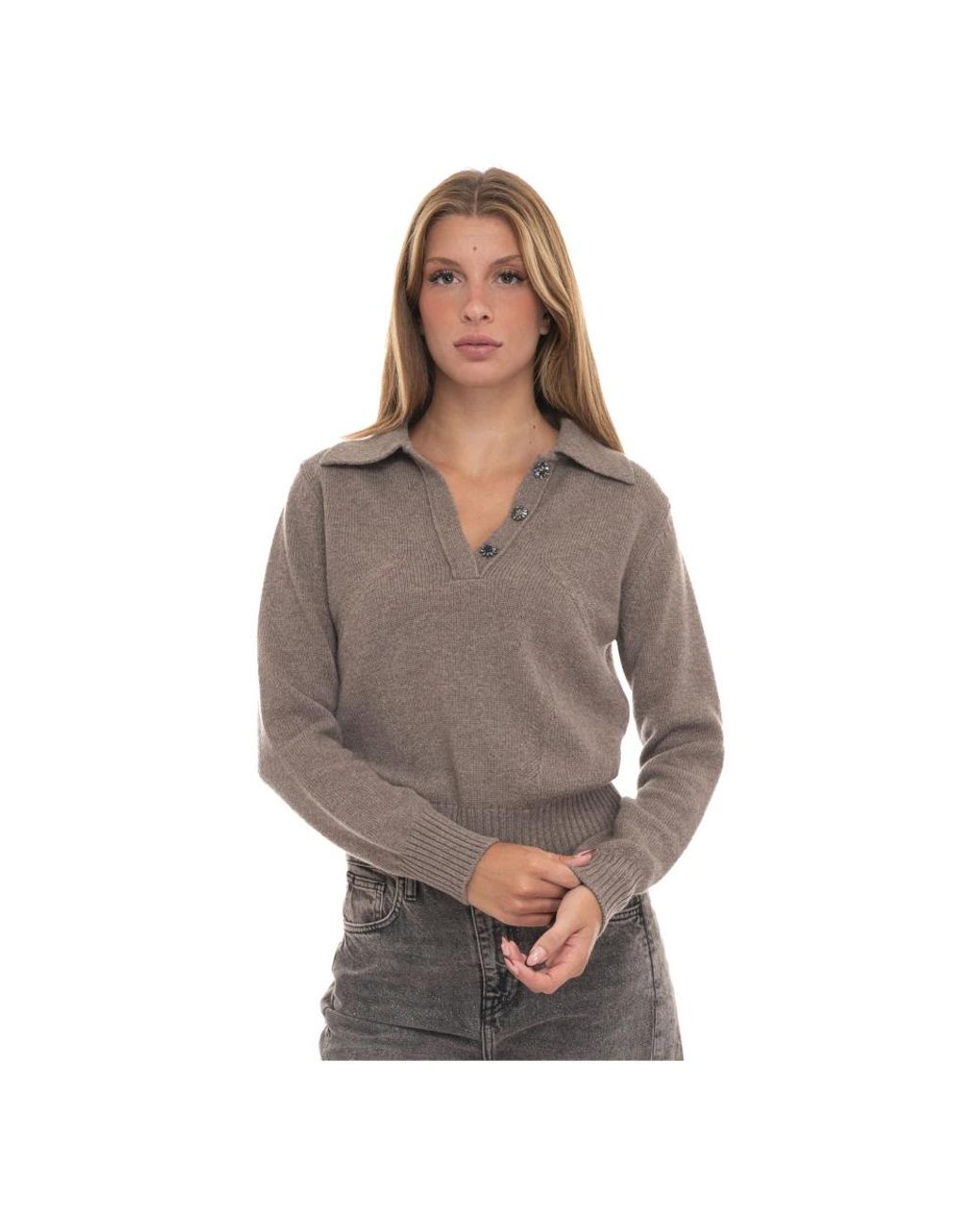 Vanisé Gray V-Neck Knitwear
