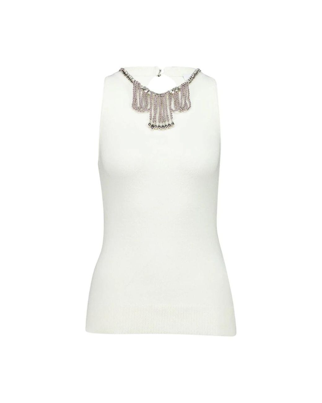 Rabanne Mouwloze Geborduurde Gebreide Top in het White