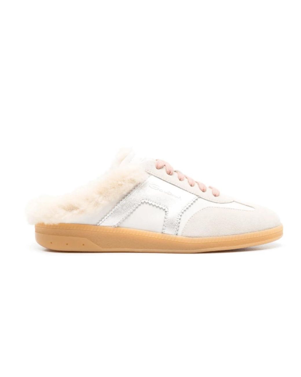 Santoni White Panelled Slippers