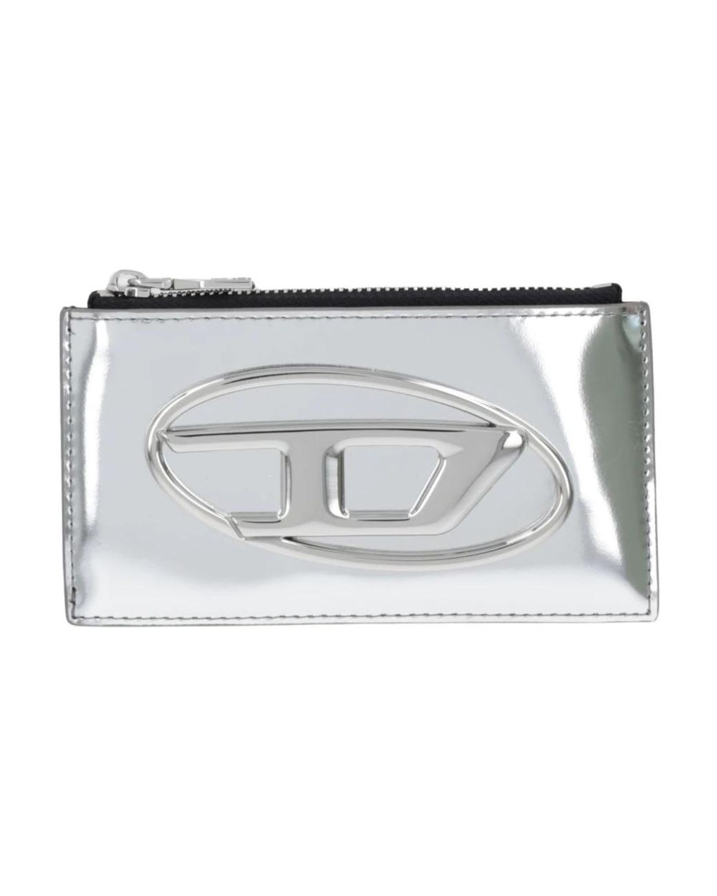 DIESEL Accessoires ,Grijs ,Leer 1Dr Card Holder Iii in het Metallic