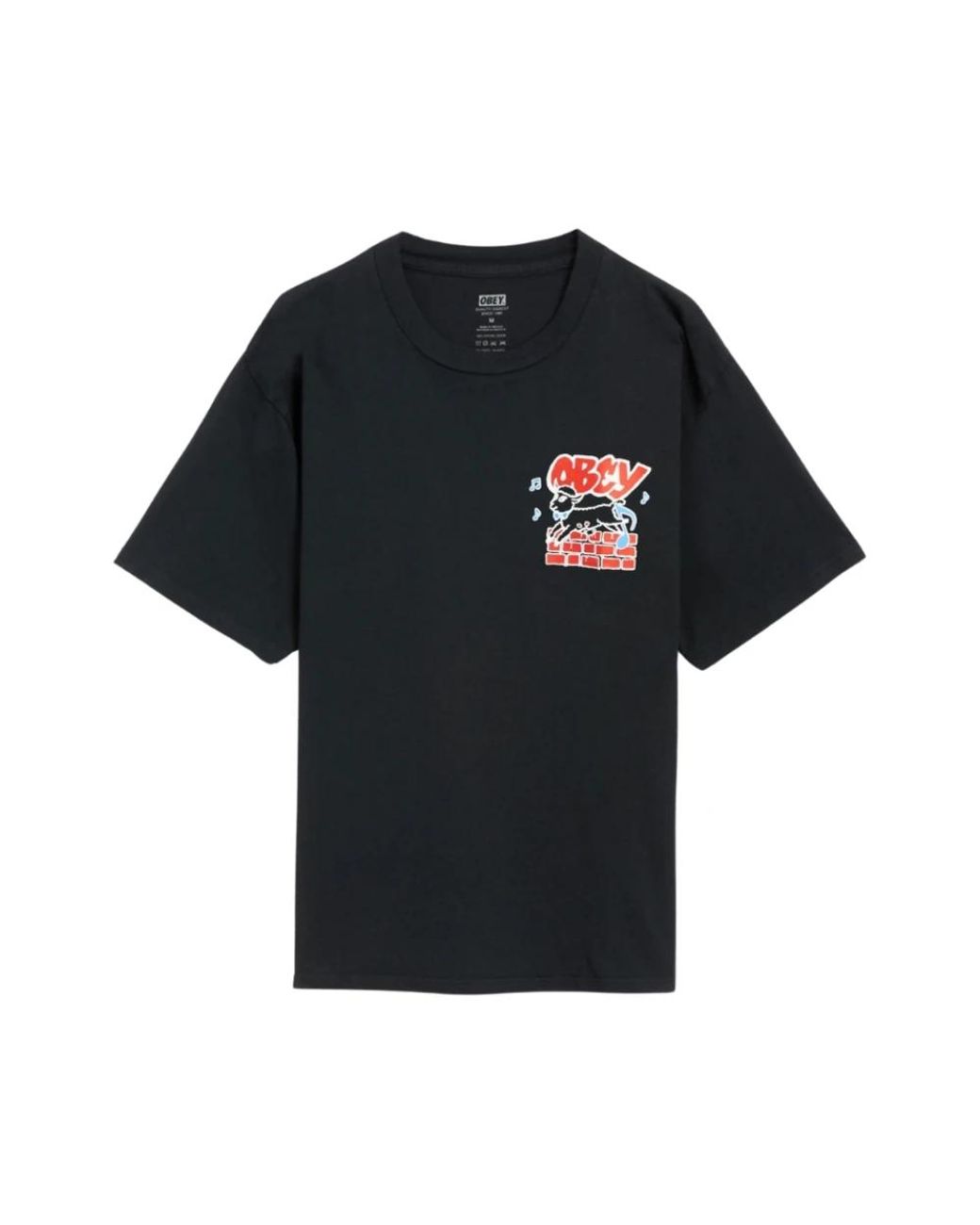 Obey Tops ,Zwart ,Katoen Bedrukt T-Shirt, Zwart in het Black voor heren