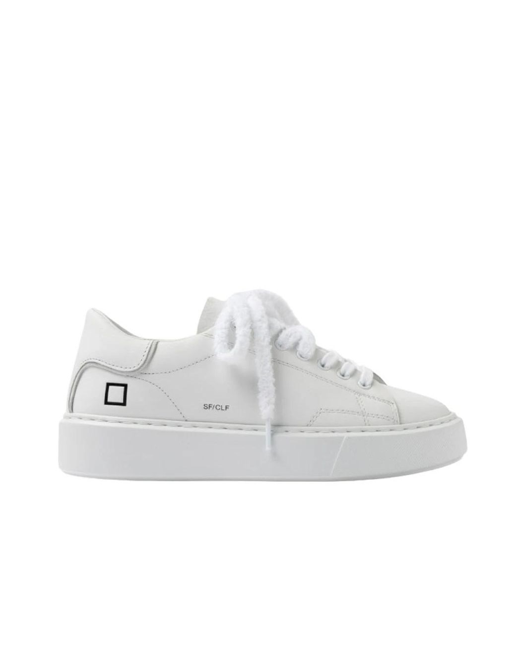 Date Schoenen ,Wit ,Katoen Low-Top Leren Sneaker in het White