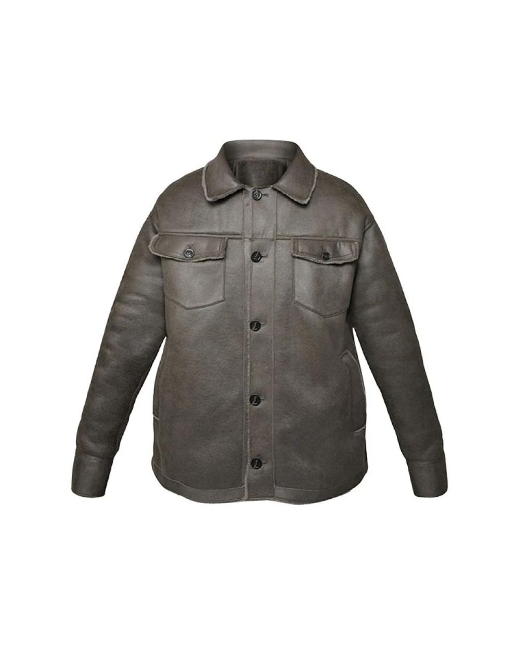 Oakwood Jassen ,Bruin ,Leer Leren Jas Met Lamsvacht in het Gray voor heren