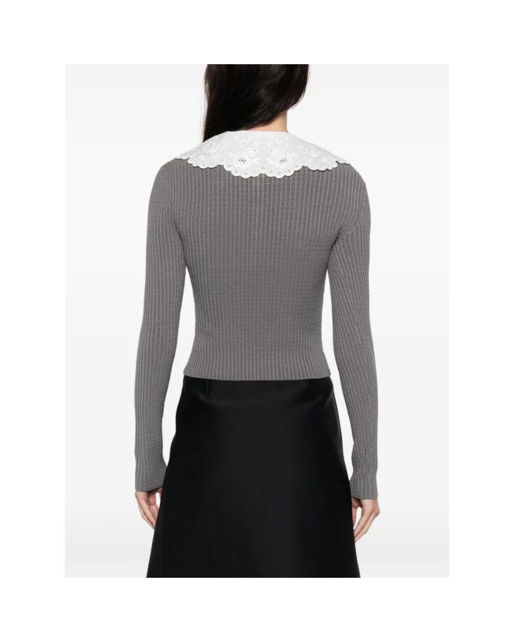 Self-Portrait Gray Round-Neck Knitwear