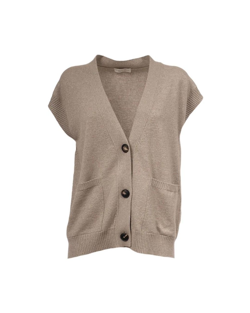 Le Tricot Perugia Truien & Vesten ,Bruin ,Wol Gebreid Cardigan Met Knopen in het Gray