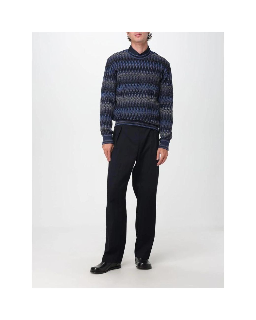 Missoni Blue Round-Neck Knitwear for men