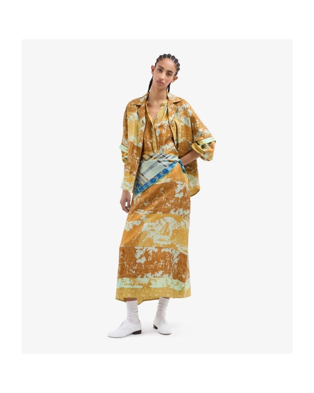 Pierre Louis Mascia Metallic Midi Dresses