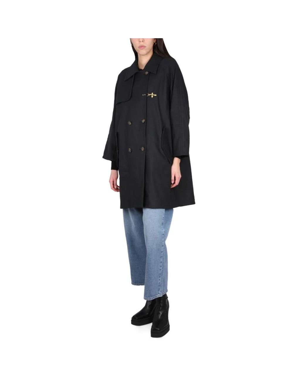 Fay Black Double-Breasted Coats