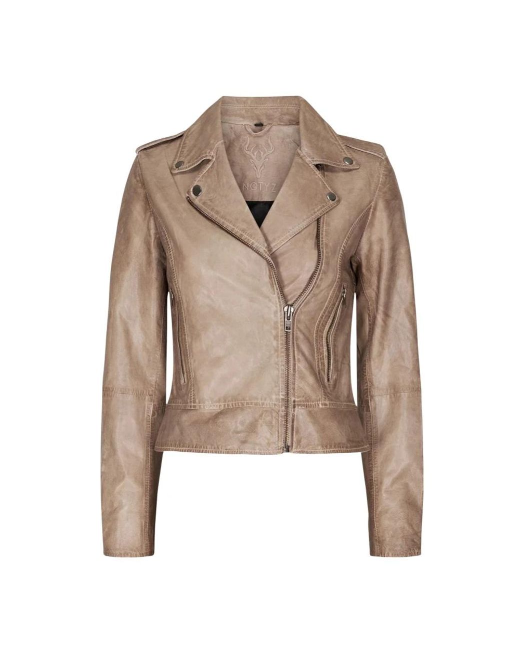 Notyz Jassen ,Leer Biker Jacket in het Natural