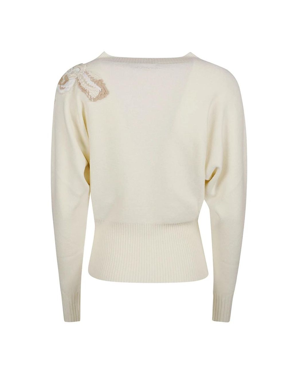 Ermanno Scervino White Round-Neck Knitwear