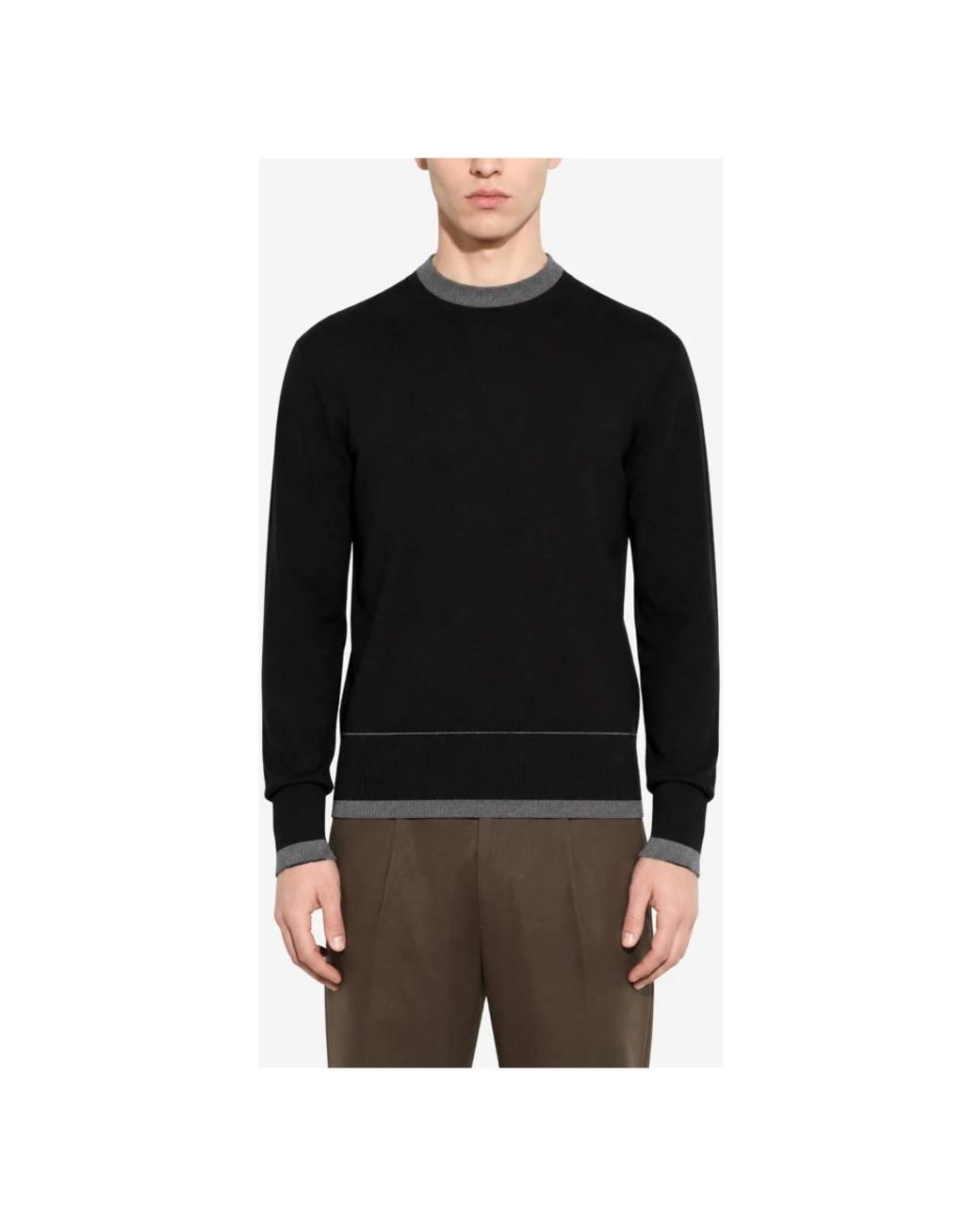 Paolo Pecora Black Round-Neck Knitwear for men