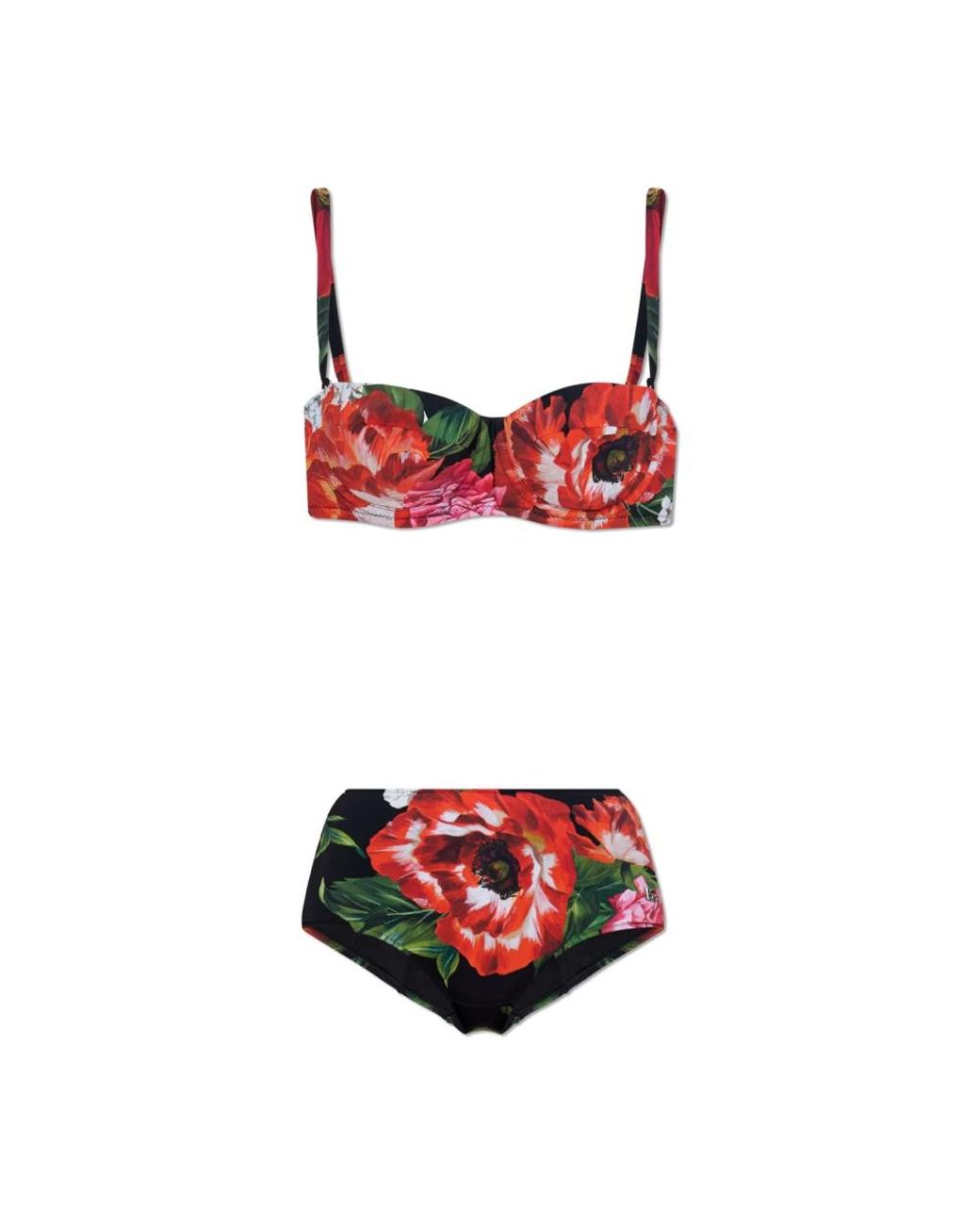 Dolce & Gabbana Badmode ,Rood ,Tweed Tweedelig Badpak Met Bloemenmotief in het Red