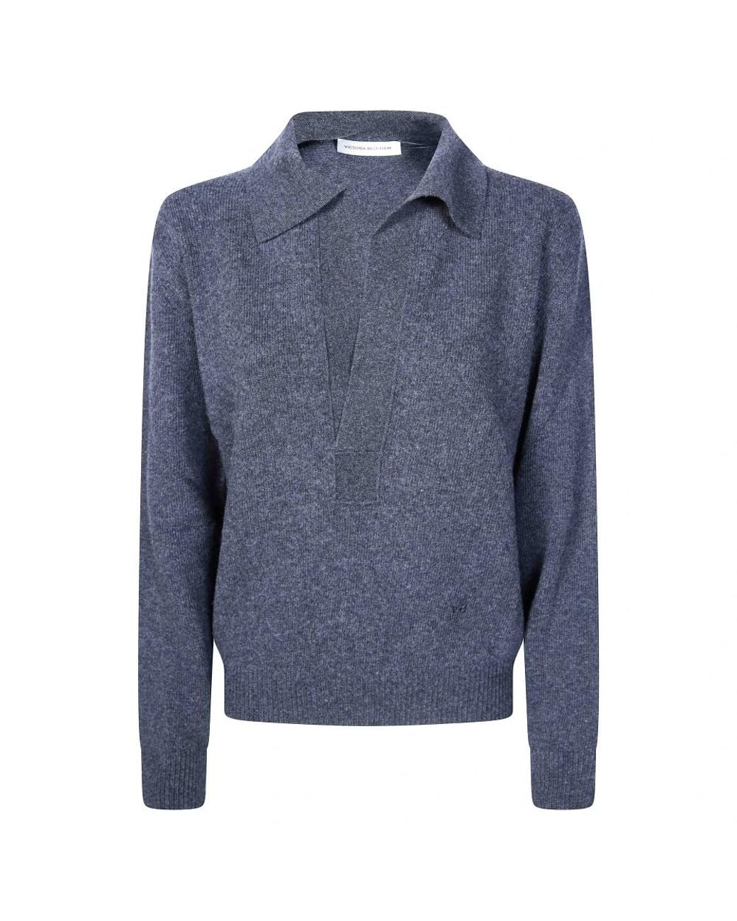 Victoria Beckham Blue V-Neck Knitwear