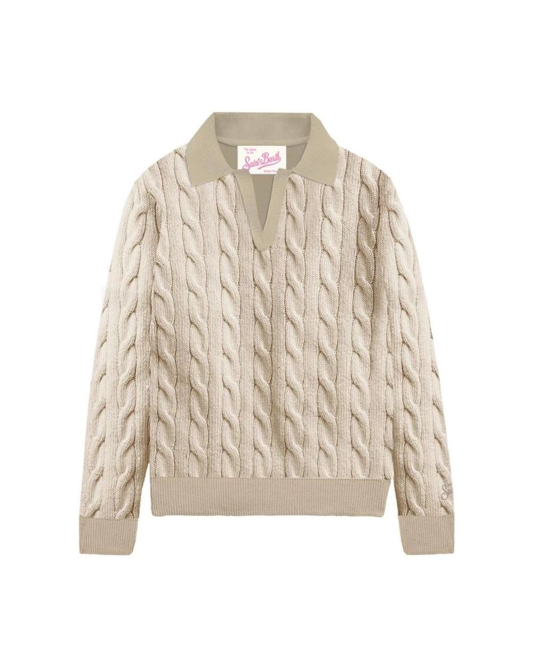 Mc2 Saint Barth Natural V-Neck Knitwear