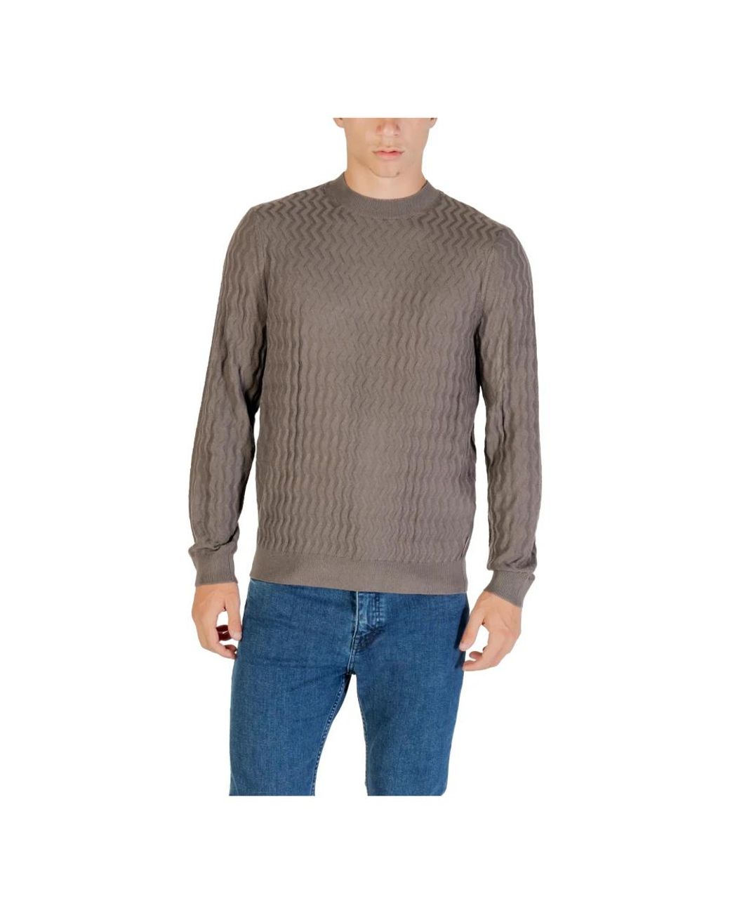 ARMANI EXCHANGE Gray Round-Neck Knitwear for men