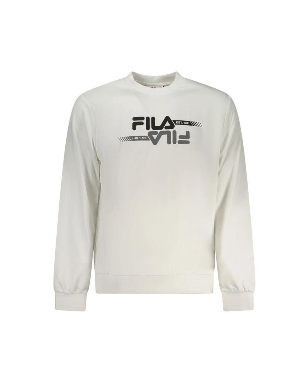Fila Gray White Polyester Men Sweatshirt for men