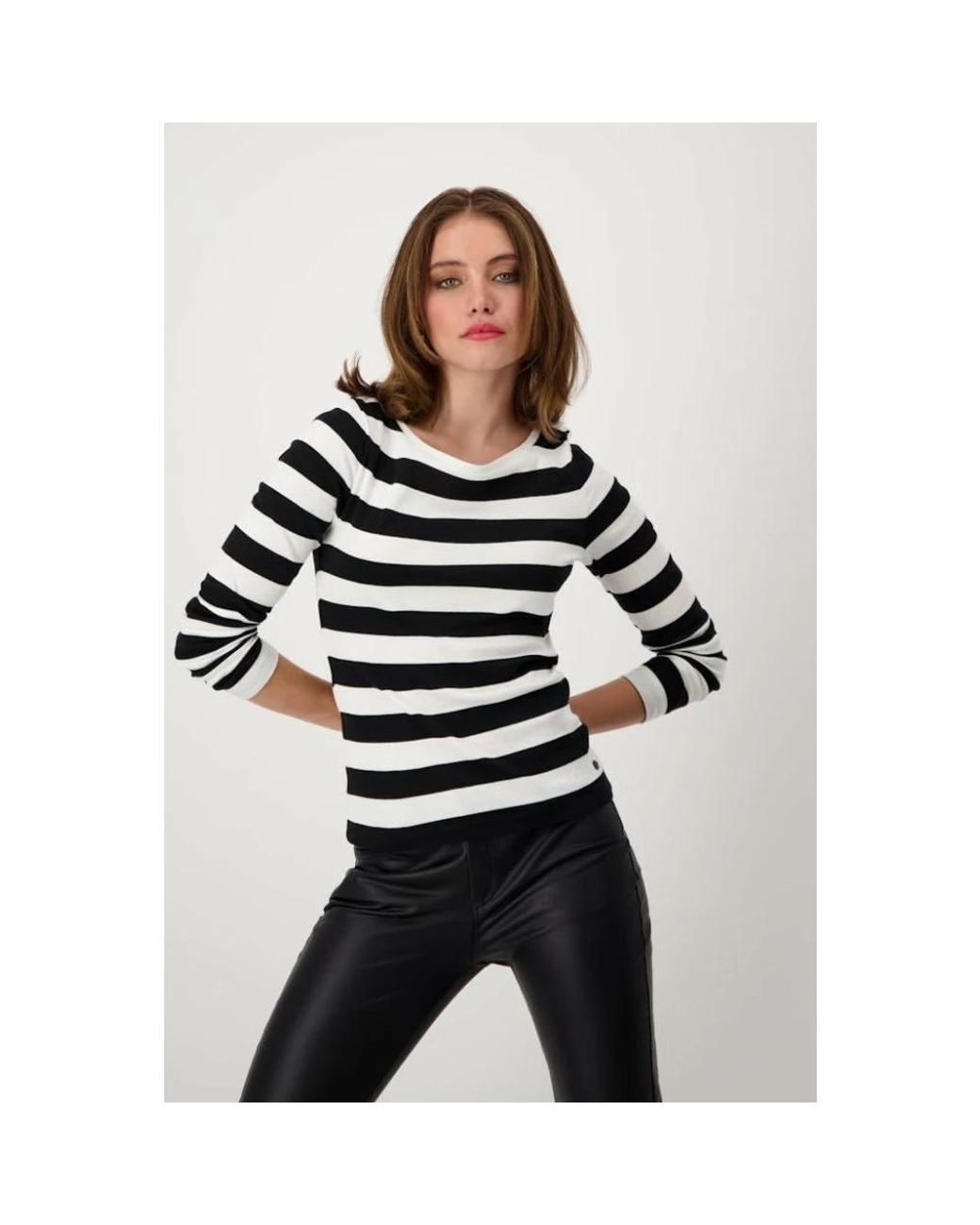 Monari Black Gestreifter Pullover