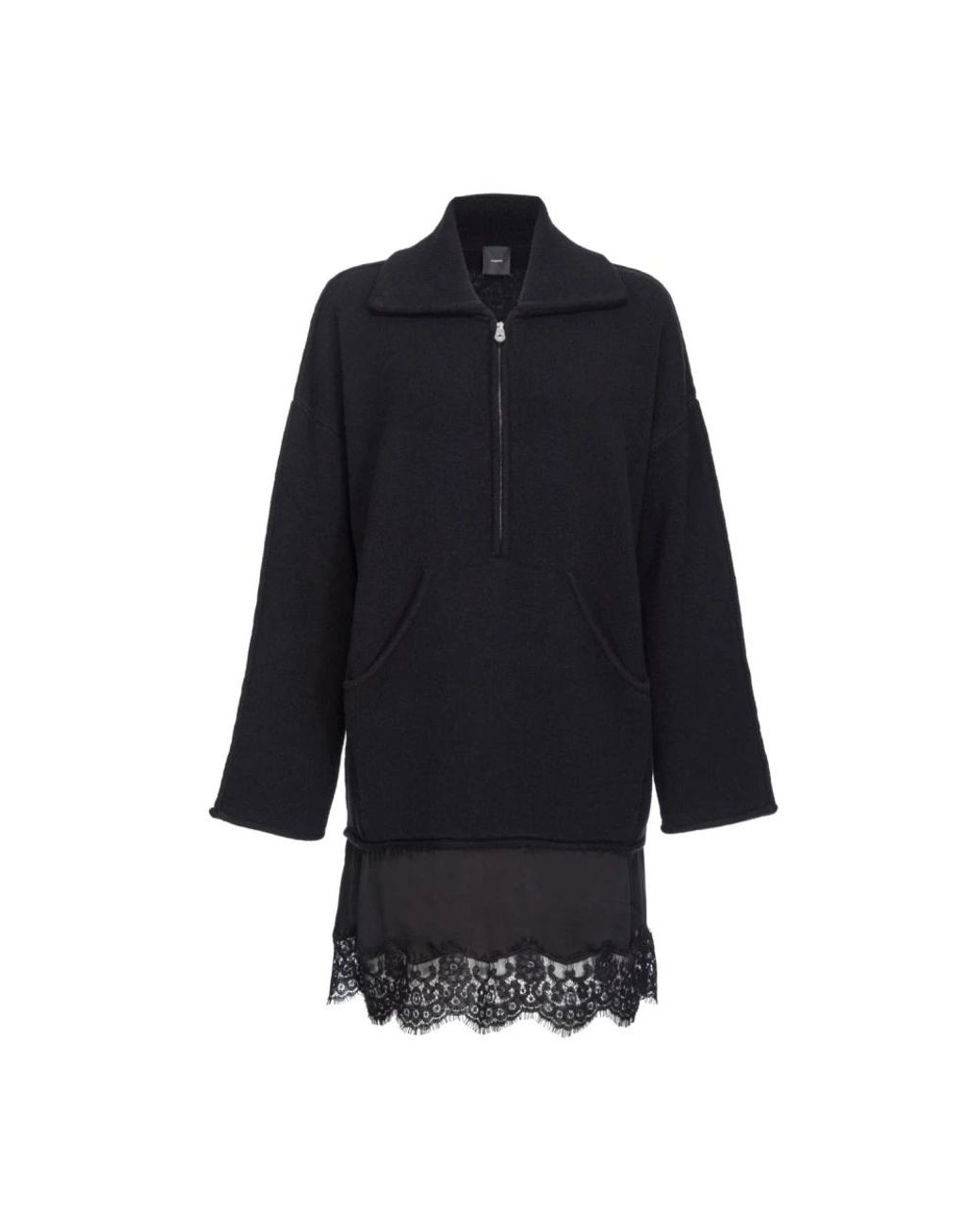 Pinko Kleedjes ,Zwart ,Wol Elegante Zwarte Jurk in het Blue