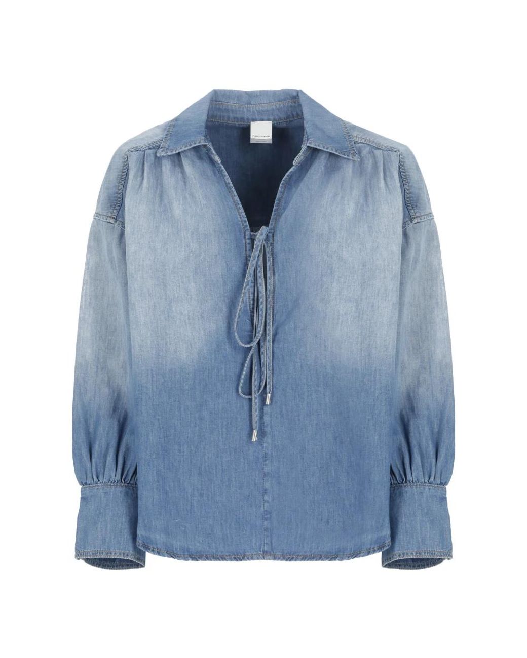 Pinko Overhemden ,Blauw ,Katoen Blauwe V-Hals Blouse Met Verlaagde Schouders in het Blue