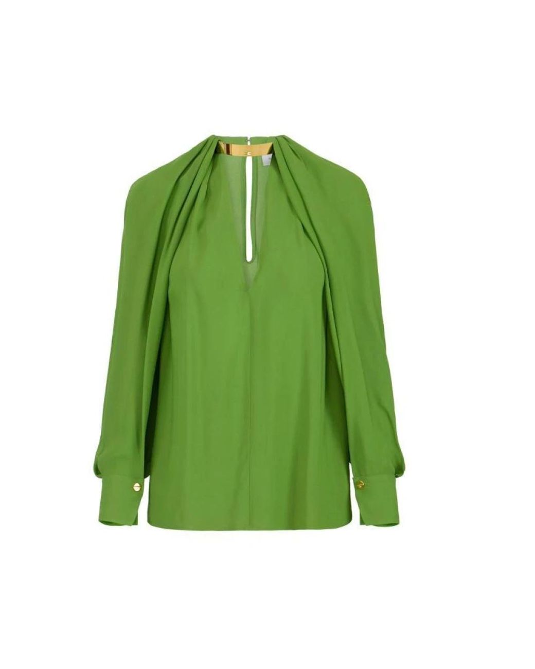 Elisabetta Franchi Overhemden ,Groen ,Blouse Van Viscose Georgette Met Juweel Detail in het Green