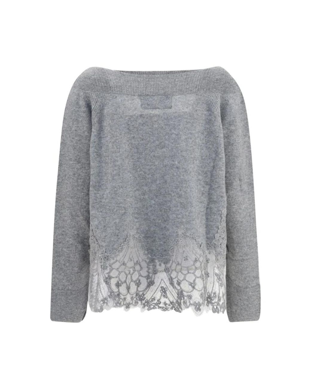 Ermanno Scervino Gray Round-Neck Knitwear