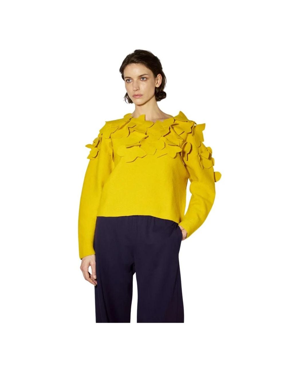 Liviana Conti Yellow Round-Neck Knitwear