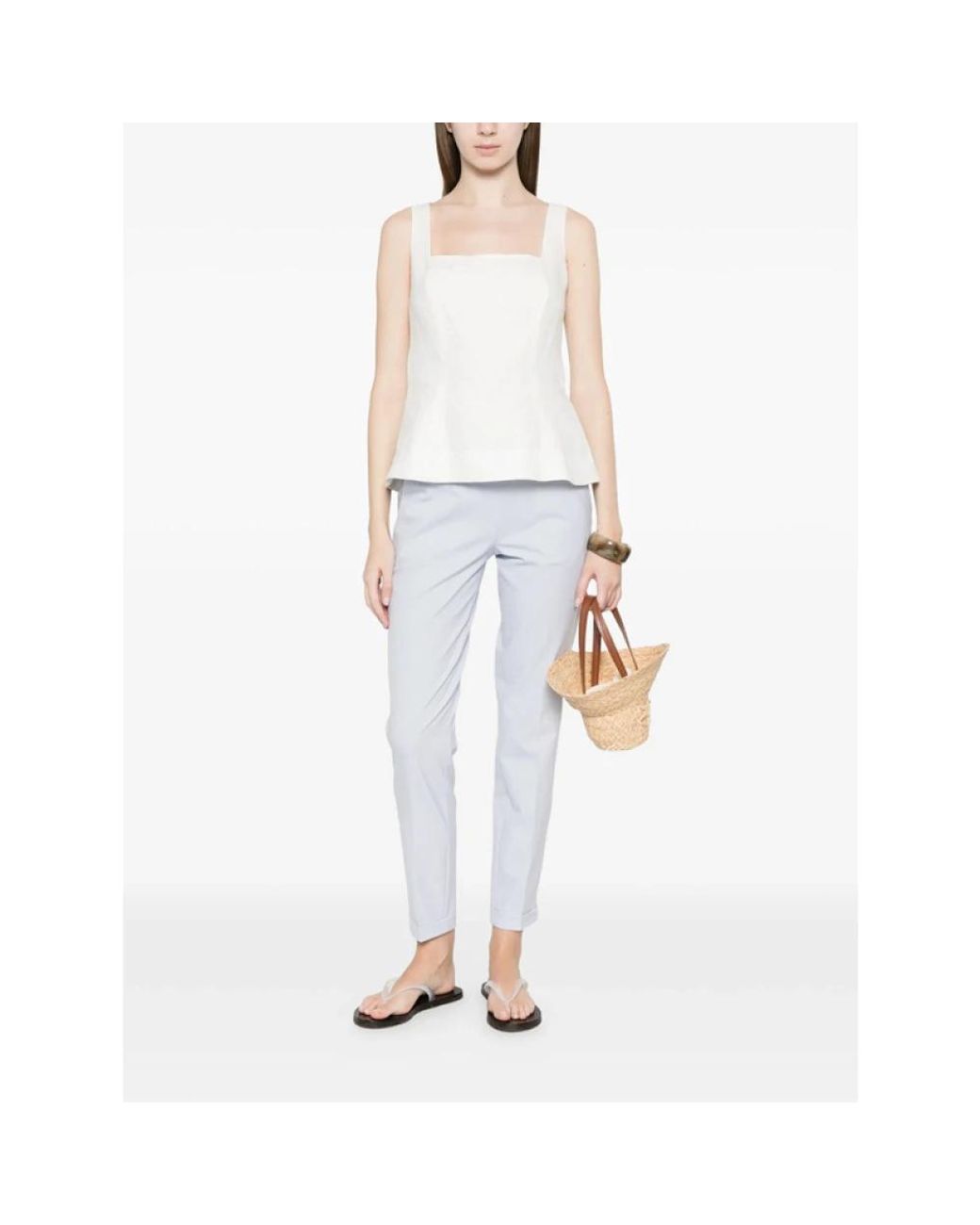 Cambio White Slim-Fit Trousers