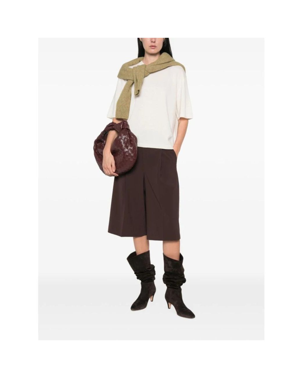 Soft Goat White Round-Neck Knitwear