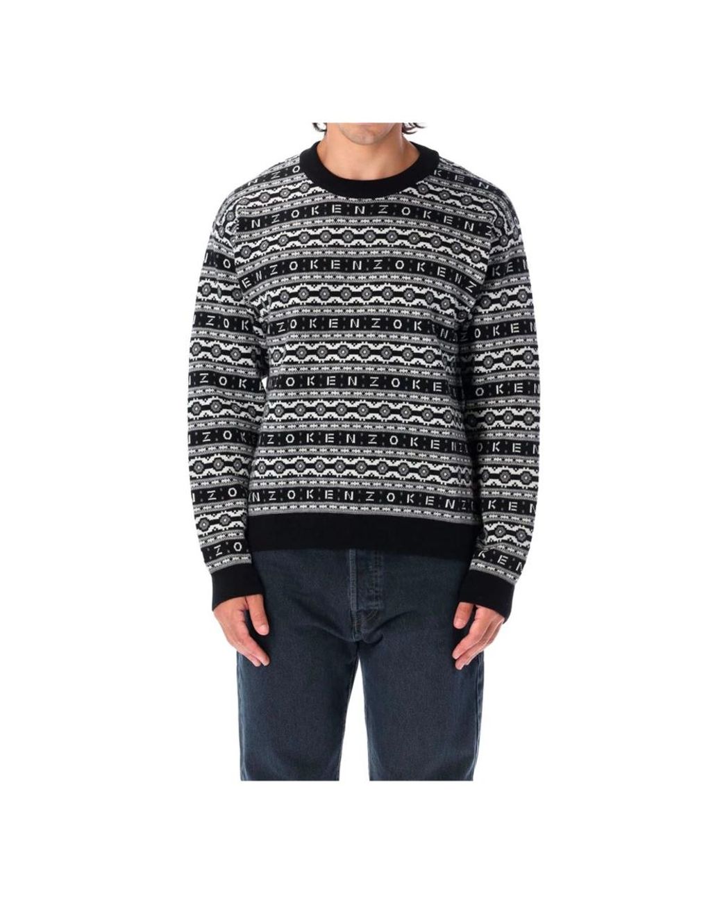 KENZO Black Round-Neck Knitwear for men