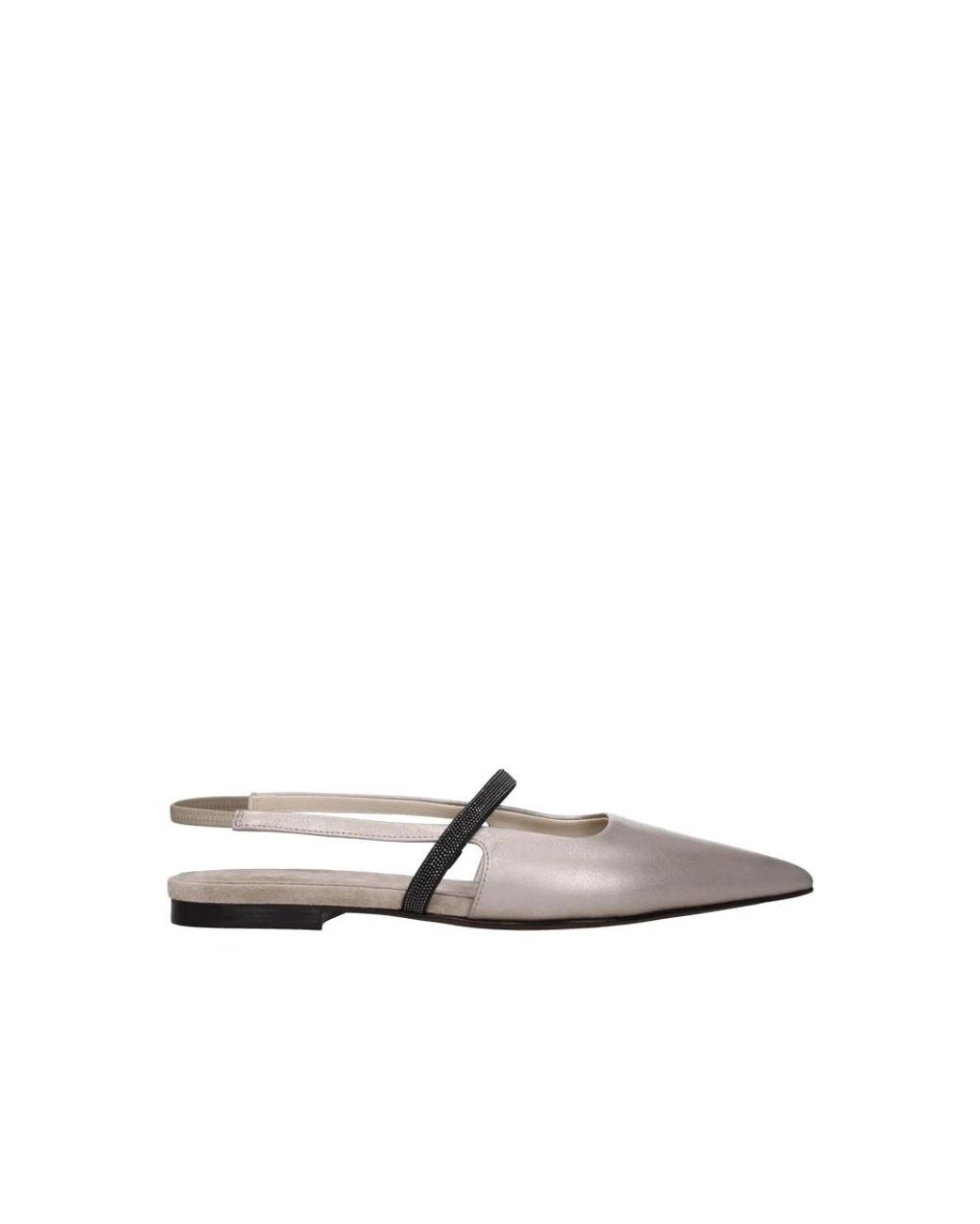 Brunello Cucinelli Natural Slingback Flats