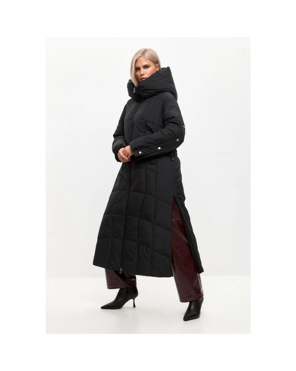 CESARE GASPARI Black Oversized daunenmantel mit kapuze und kunstpelzärmeln