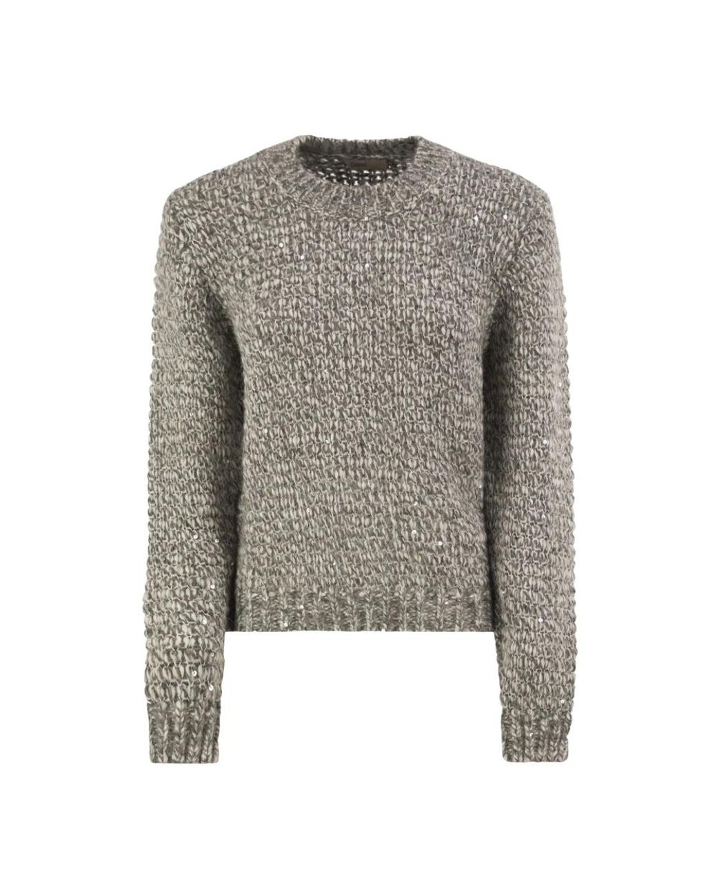Herno Gray Round-Neck Knitwear