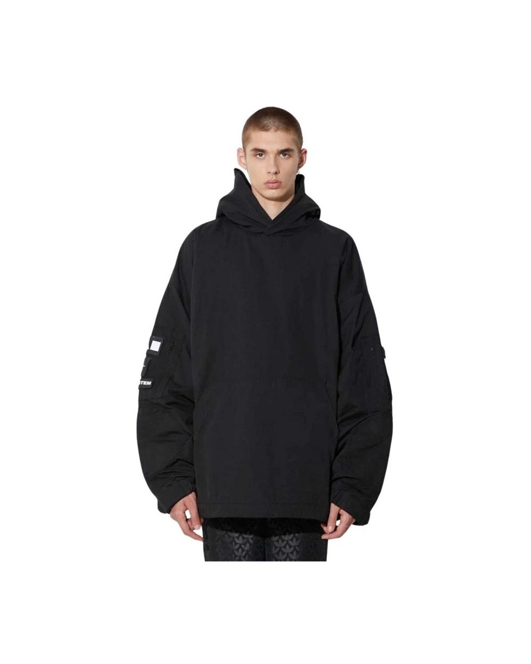 032c Stronger Fleece Hooded Jacket in het Black voor heren