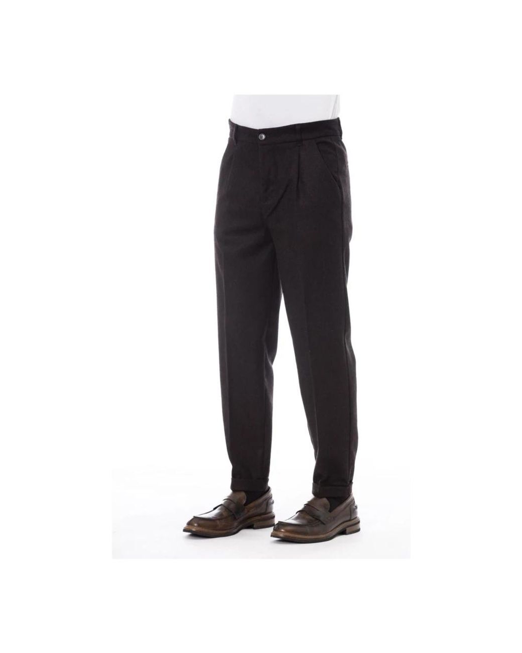 Alpha Studio Black Straight Trousers for men