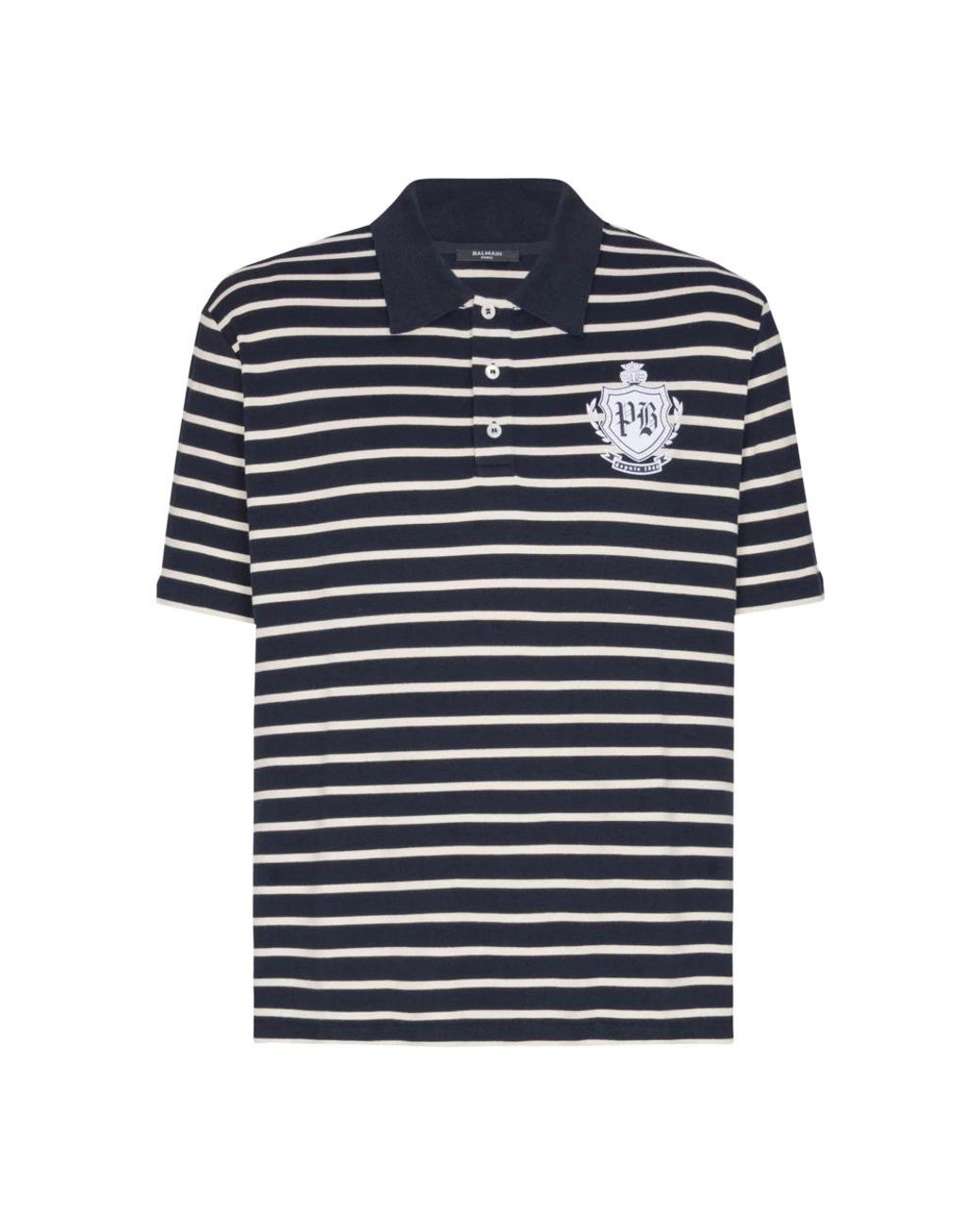 Balmain Tops ,Blauw ,Katoen Striped College Emblem Polo in het Blue voor heren