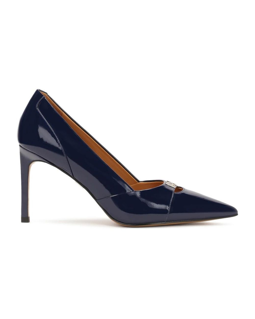 Kazar Schoenen ,Blauw ,Leer Gelakte Marineblauwe Pumps Met Hak in het Blue