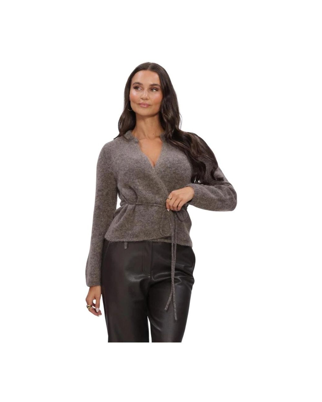 Object Brown Objnete L/S Re Tie Cardigan
