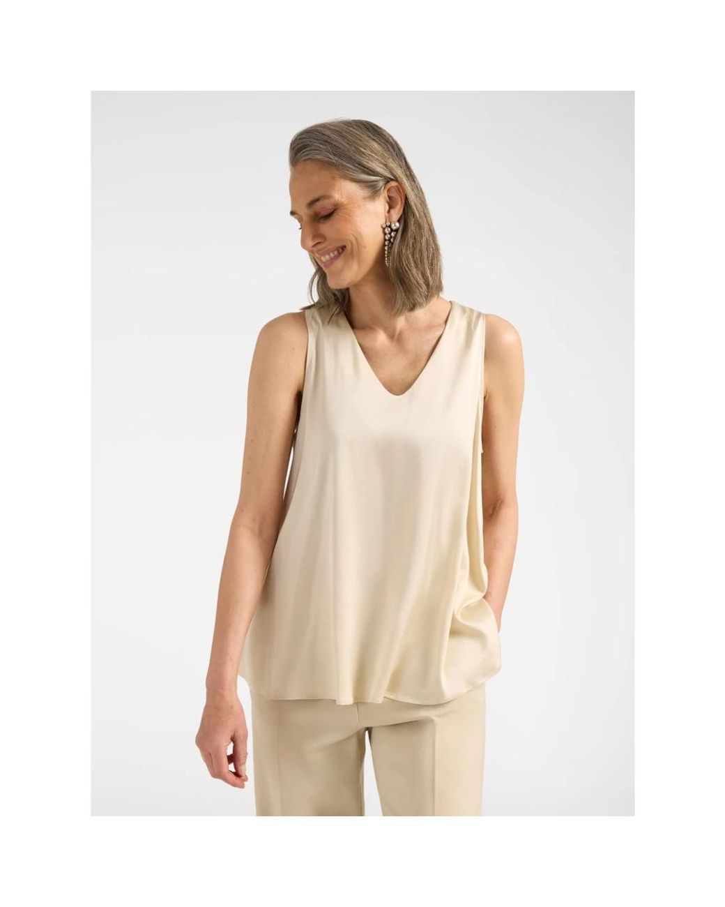 Elena Miro Natural Sleeveless Tops