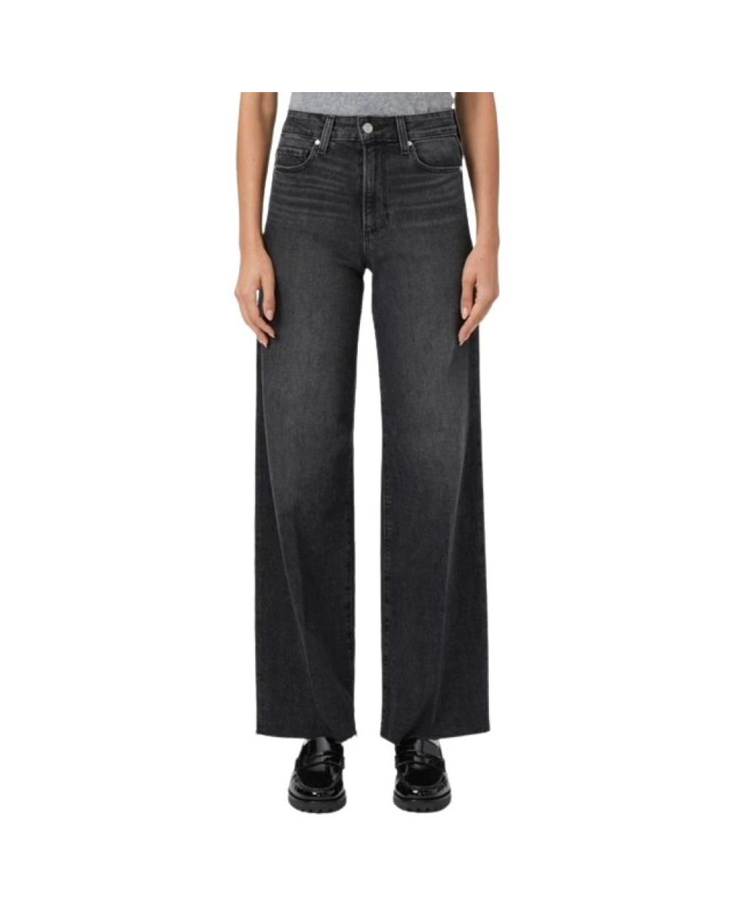 PAIGE Jeans ,Zwart ,Denim Zwarte Wijde Spijkerbroek in het Black